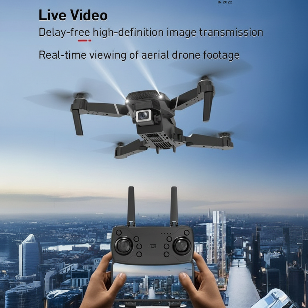 Foldable 4k Camera Drone - WiFi FPV, 360° Flip, Altitude Hold, LED Lights