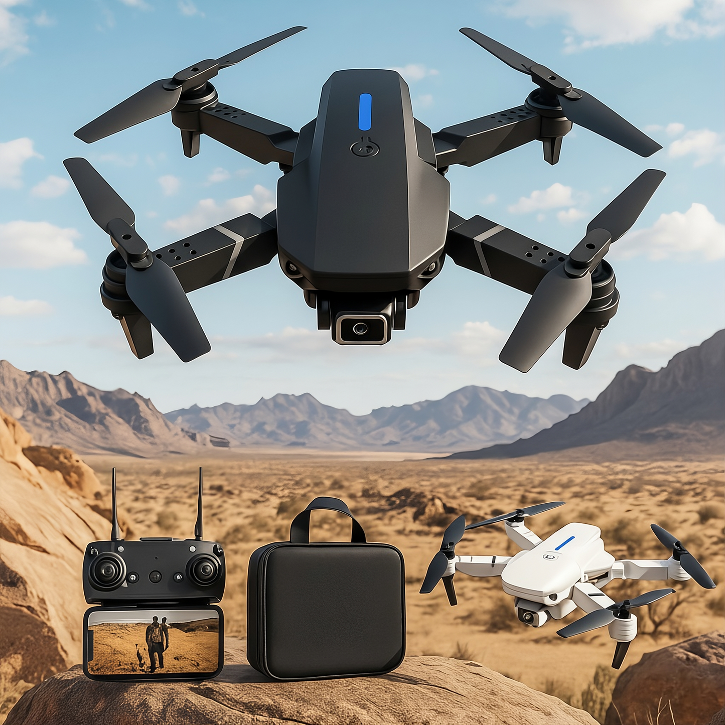Foldable 4k Camera Drone - WiFi FPV, 360° Flip, Altitude Hold, LED Lights
